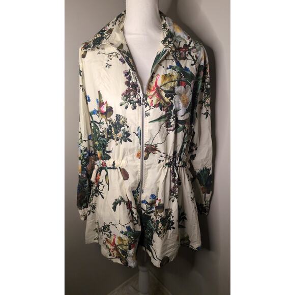 Adam Lippes floral poplin utility anorak lightweight high low jacket M - Picture 6 of 11